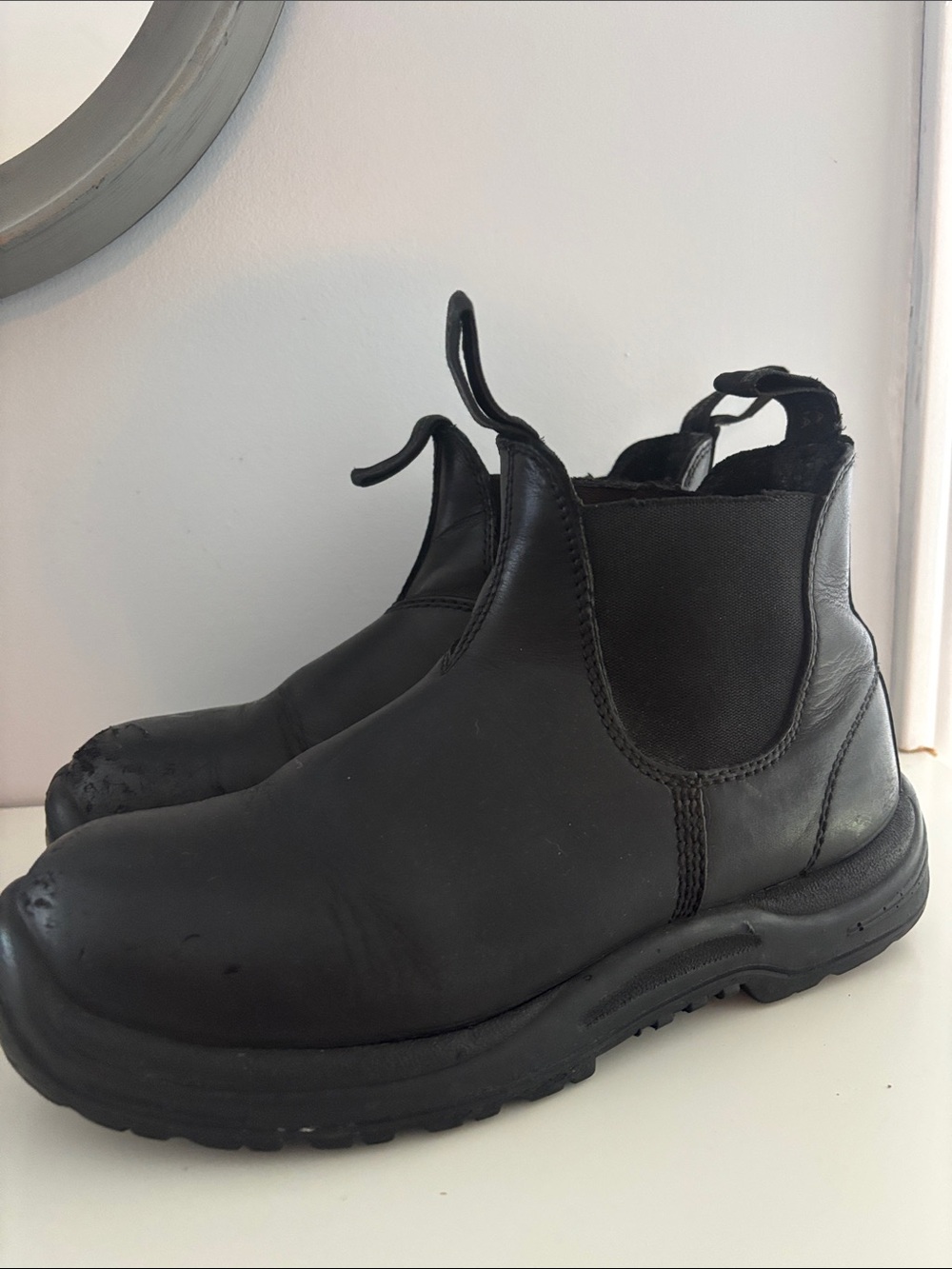 Blundstone Black Leather steel toe work boots